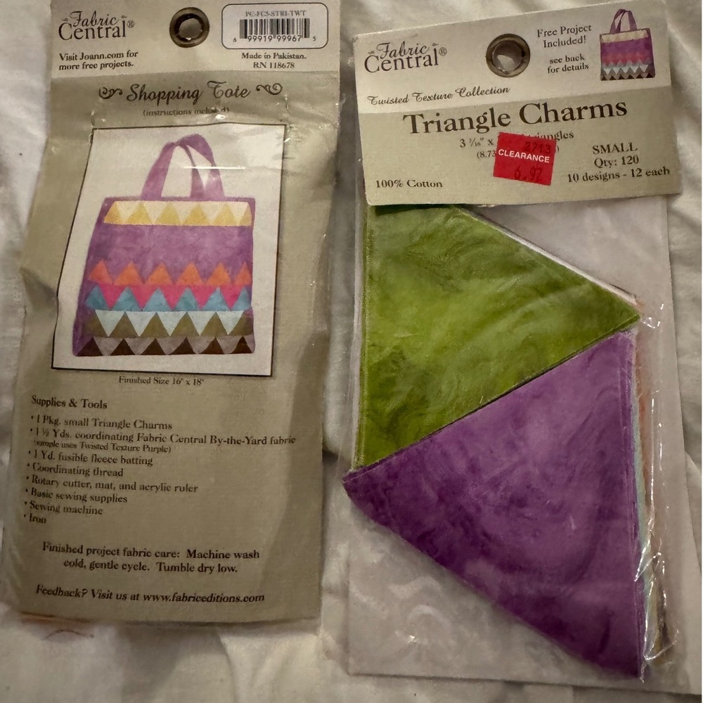 Fabric Central Twisted Texture Triangle Charms 2 120pc 100% Cotton Precut Fabric